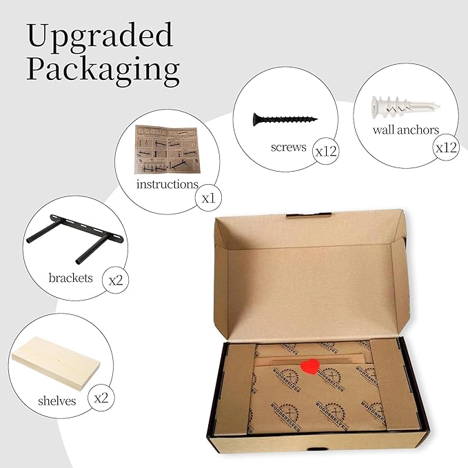 BGMG Wood Floating Shelves 16 inch, Wide Rustic Wooden Wall Shelves for Bathroom Living Room Bedroom Kitchen Farmhouse Set of 2-16x 6.7 x1.25 inch- DIY-Unfinished