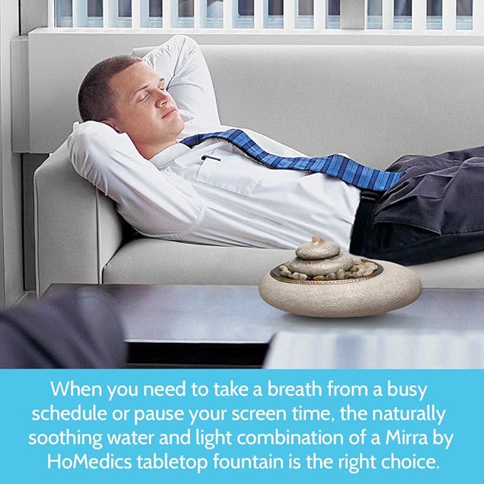 Homedics Mirra Oceanside Relaxation Fountain - Serene Decorative Home Decor, Natural