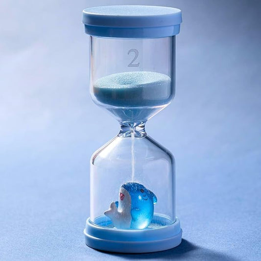2 Minute Sand Timer,Plastic Hourglass Timer in Macaron Blue with Shark Pattern,Toothbrush Timer 2 Minutes,Sand Timer for Students,Games,Classroom,Kitchen,Office,Desk Decor
