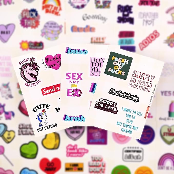 BulbaCraft 100Pcs Funny Rude Stickers for Adults, Crude Humor Stickers - Rude Gifts for Women, Gifts for Women & Men