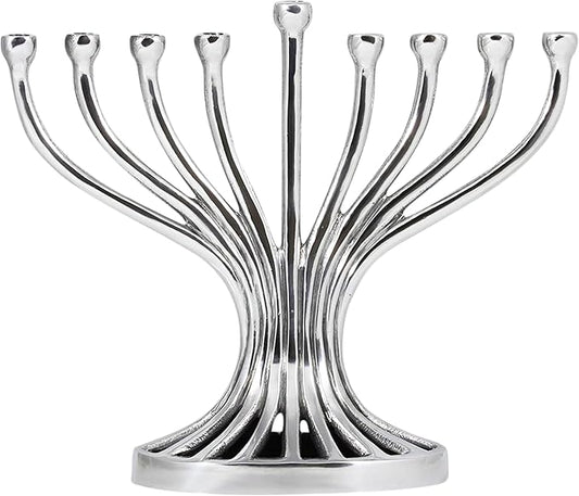 Zion Judaica Artistic Flutes Menorah Traditional Shape Aesthetic Tree Branched Candleholder Chanukiah Fits Standard Hanukkah Candles