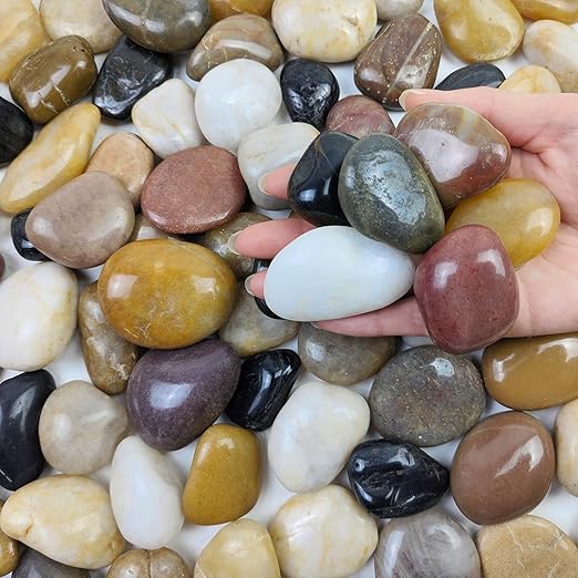 20 lbs Decorative Pebbles for Outdoor Landscaping, 1-2 inch Polished River Rocks for Plant Outdoor, Aquarium, Vase, Fish Tank Gravel, River Stones and Garden Rocks