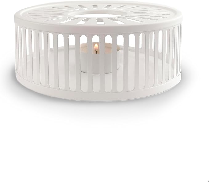 Creano White Design Stainless Steel Teapot Warmer with Tea Light Holder - Stable Rattles Not - Rechaud Suitable for All Teapots