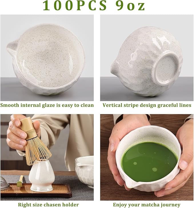 Matcha whisk Sets,Japanese Matcha Set,Matcha Bowl with Spout,Matcha Whisk and Holder,Bamboo Scoop,Sifter - 6 Pcs Tea Set for Matcha Lover,Tea Ceremony,Thanksgiving,Christmas gifts(Blue)