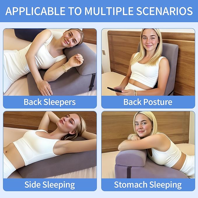 Reading Pillow for Bed Adult, Memory Foam Wedge Pillow Headboard with Adjustable Lumbar Support Backrest Cushion for Sitting in Bed/Resting/Bedrest, Couch or Floor, Gray