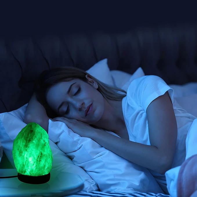 Wrcevtor Natural Salt Rock Night Lamp with 7 Colors Changing, Mini Small Crystal Salt Lamp for Home Decor and Gift - Natural Shaped, Premium Wood Base