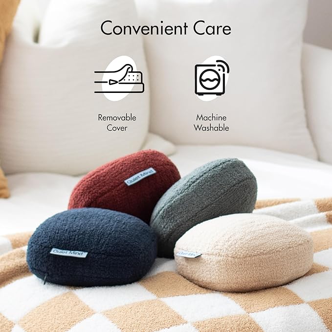 Quiet Mind Weighted Pillow for Adults 12 Lbs - Get Better Sleep - Sustainably Made and Chemical Free - Machine Washable (Large, Cashew)