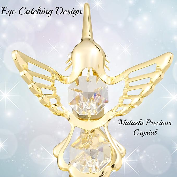 Matashi Christmas Gift for Women - Hummingbird Music Box with 24K Gold Plated Crystal - Tabletop Showpiece for Home, Office, Living Room for Her