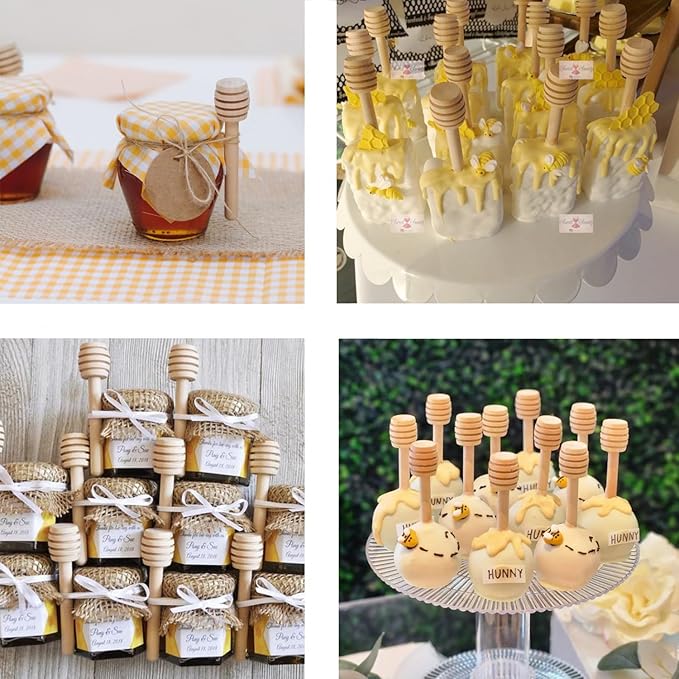 25 PCS Wooden Honey Dipper Sticks, 3 Inch Honey Sticks Mini Honeycomb Sticks, Small Mini Honey Dipper Bulk for Baby Shower Wedding Bee Themed Party Favors Gift