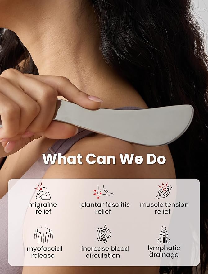lifechill Stainless Steel Gua Sha Tools for Whole Body, Heavy-Duty Metal Muscle Scraper Tool for Pain Relief Deep Tissue, Fascia Massage Tools for Soft Tissue Therapy
