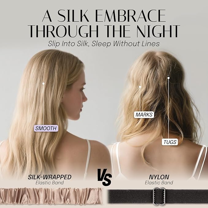 Silk Sleep Mask Eye Mask Blindfold with Double Layer Silk Filling and Elastic Strap for Full Night's Sleep, Travel and Nap, Soft Eye Cover Eyeshade with Luxury Bag and Ear Plugs by OLESILK (Camel)