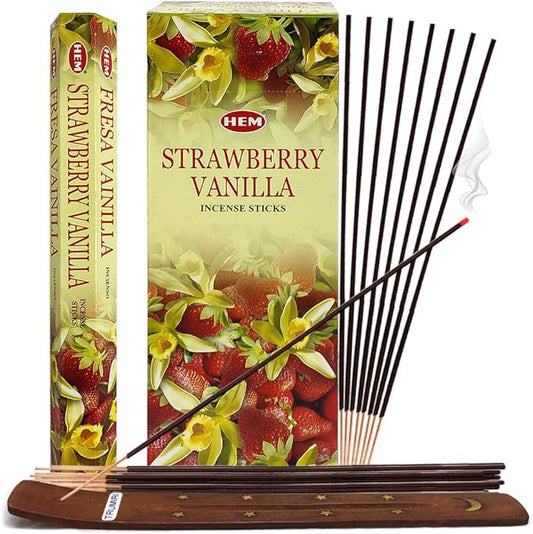 Strawberry Vanilla Incense Sticks and Incense Stick Holder Bundle Insence Insense Hem Incense Sticks