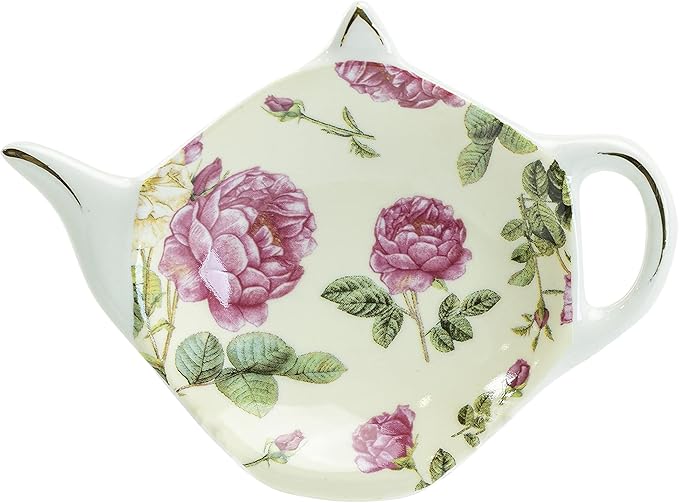 Gracie China Tea Bag Caddy Holder, Set of 4 (Rose Chintz)