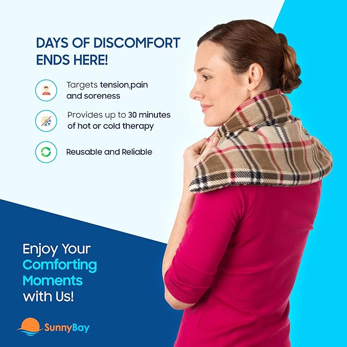 SunnyBay Extra Large Microwave Heating Pad, Microwavable Heavy Weighted Full Body Moist Hot Pack and Washable Fleece Cover, 10x24 Inches, 2.8 lbs (London)