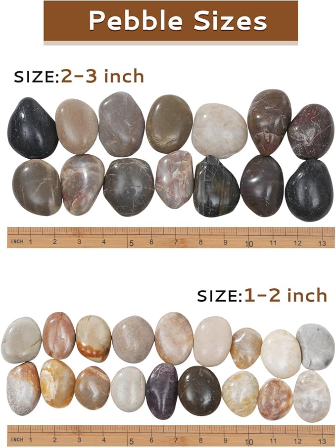 10 lbs River Rocks Pebbles 1-2 Inch Polished Decorative Stones Natural Pebbles for Plants,Aquarium Gravel,Vase Fillers,Zen Garden & Succulent Bowl - Smooth Indoor/Outdoor Landscaping Stones
