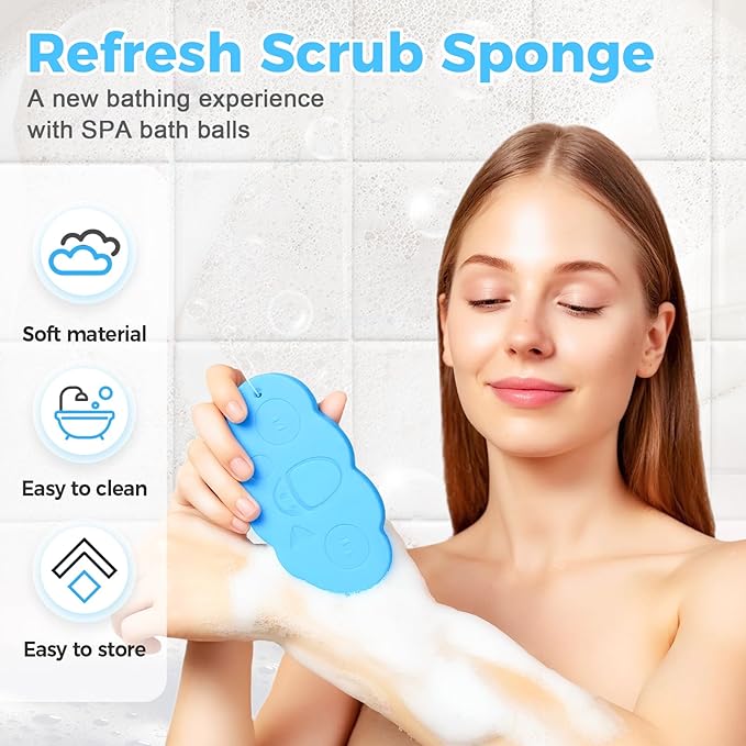 3PC Magic Bath Sponge Body Scrubber, 2025 New Magic Exfoliating Bath Sponge 3D Super Soft, Skin Friendly and Reusable for Adults Women and Men for Body Removes Dead Skin (A)
