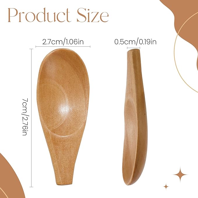 NUOMI 4 Pack Wooden Scoop for Jars, Mini Wood Spoons with Short Handle for Salt, Tea, Coffee Beans, Candy, Milk Powder, Spice, Natural Color
