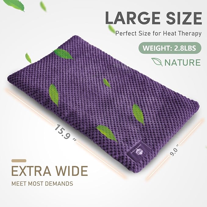 UNCN Wide Microwave Heating pad with Washable Cover 9.5 x 16in Microwavable Hot Pad for Neck Shoulder, Cramps, Back Cordless Warm Compress Weighted Moist Heat Pack for Aches, Unscented