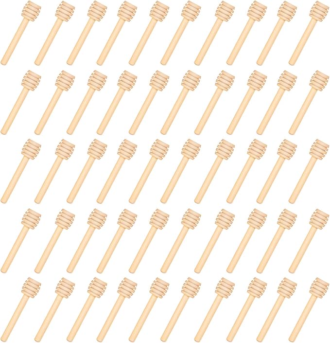 150 Pack 3 Inch Mini Wood Honey Dipper Sticks, Individually Wrapped, Server for Honey Jar Dispense Drizzle Honey
