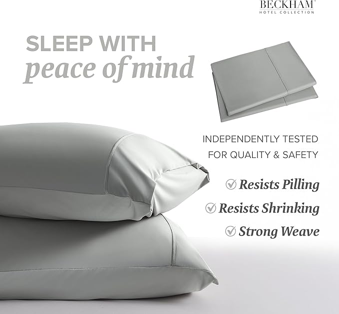 Beckham Hotel Collection Cooling Pillowcases for Hot Sleepers, King Size Set of 2, Cool Bedding, Envelop Closure, Silky Soft, Breathable, Moisture-Wicking, Dark Gray