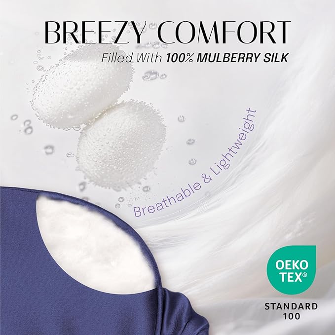 Silk Sleep Mask Eye Mask Blindfold with Double Layer Silk Filling and Elastic Strap for Full Night's Sleep, Travel and Nap, Soft Eye Cover Eyeshade with Luxury Bag and Ear Plugs by OLESILK (Navy Blue)