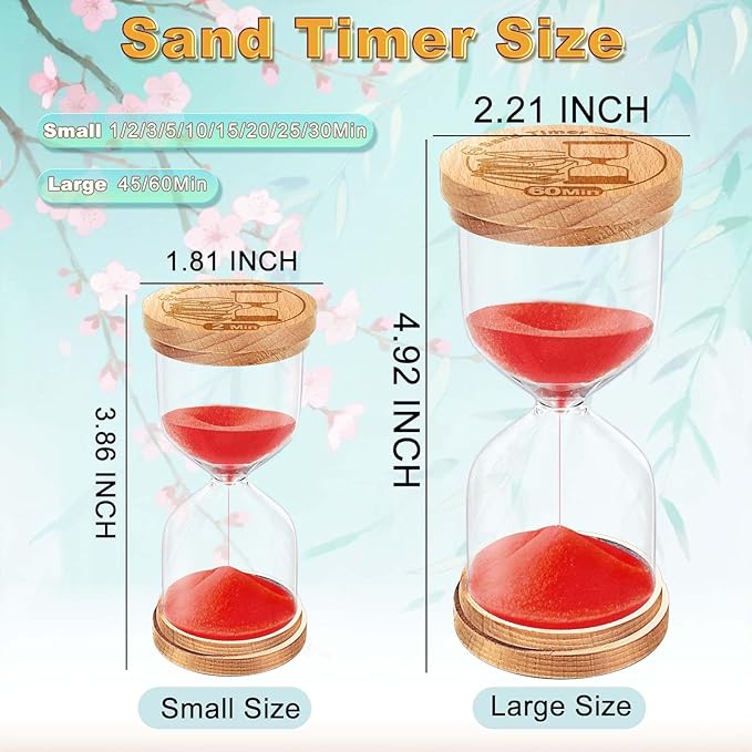 CNCJ Wooden Sand Timer 10 Minute, Hourglass Red Sand Clock Small Reloj De Arena for Desk Decor Kitchen Classroom Office Study Home Decoration
