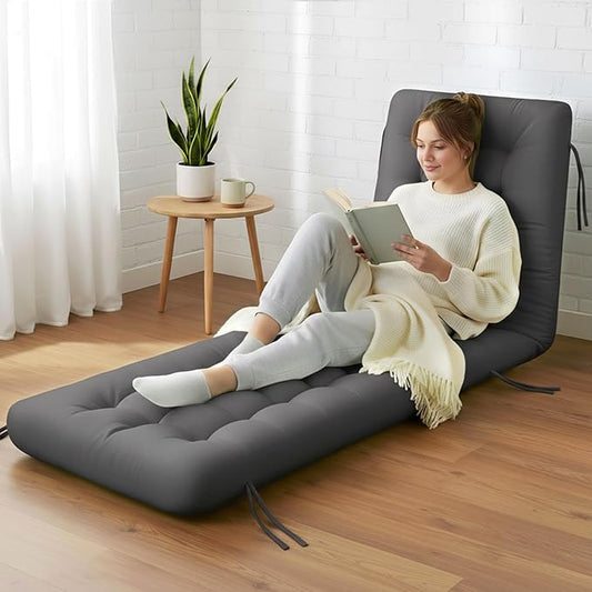 Long Floor Cushion Large Floor Cushion with Brushed Cotton 74.8 x 27.5 x 3.15 in Jumbo Lounger Pillow for Outdoor Indoor Bay Window Meditation Yoga Reading Sleeping (Dark Gray)