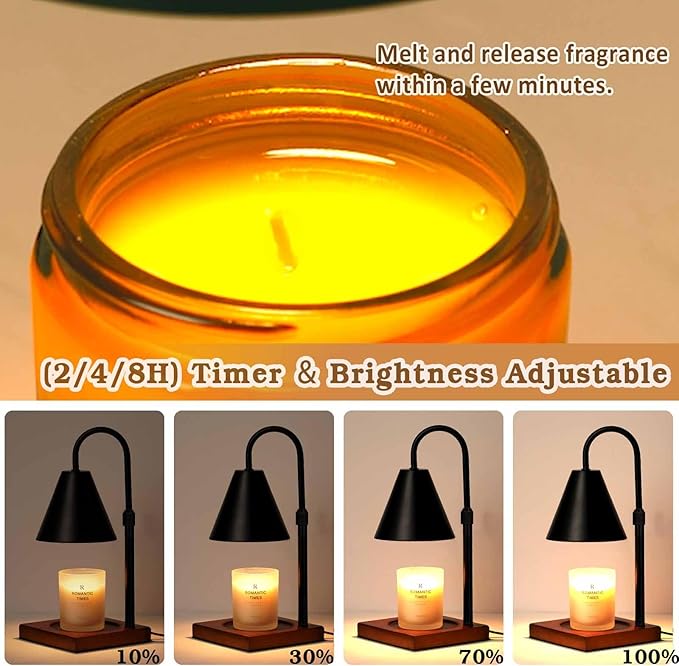 Modern Candle Warmer Lamp with Timer, Dimmable Candle Lamp Warmer, Men Women Christmas Birthday Gift, Black Candle Warmer, Adjustable Candle Light Warmer, Cozy Living Room Bedroom Home Decor