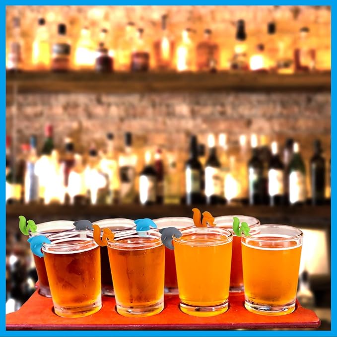 Boao 36 Pcs Silicone Tea Bag Holders Wine Charms Glass Identifier Drink Markers Cute Colorful Snail Squirrel Shark Cup Edge Holders Mug Clips Tea Accessories for Christmas Birthday Bar Party Favor