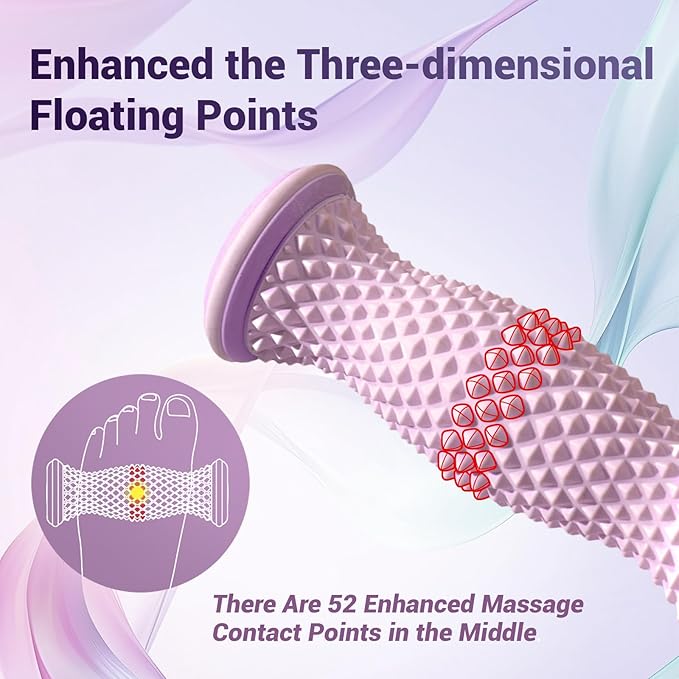 Ergonomic Foot Massager Roller - for Plantar Fasciitis Relief, Portable Reflexology Tool (Pink)