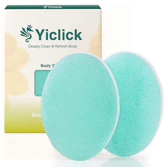Yiclick Exfoliating Facial Sponge - Daily Cleansing Face Scrubber Exfoliator, Reusable Exfoliating Pads, Makeup Blackhead Remover Tools, Face Scrub Brush, Body Scrubber Sponge for Shower Bath