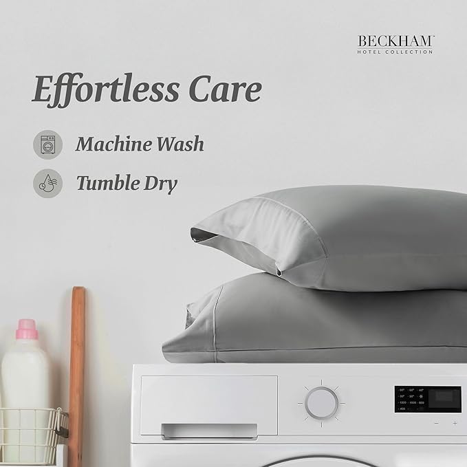 Beckham Hotel Collection Bed Pillowcases Standard/Queen Size Set of 2, 500TC 100% Cotton, Luxury Sateen Bedding, Open End, Breathable, Moisture-Wicking, Dark Gray