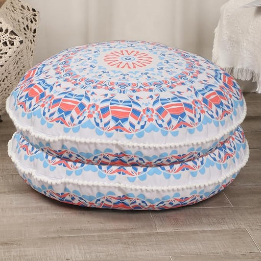 Large Floor Pillows for Adults, 2 Pack Round Thick Floor Cushion, Memory Foam Cushion for Sitting, Aqua