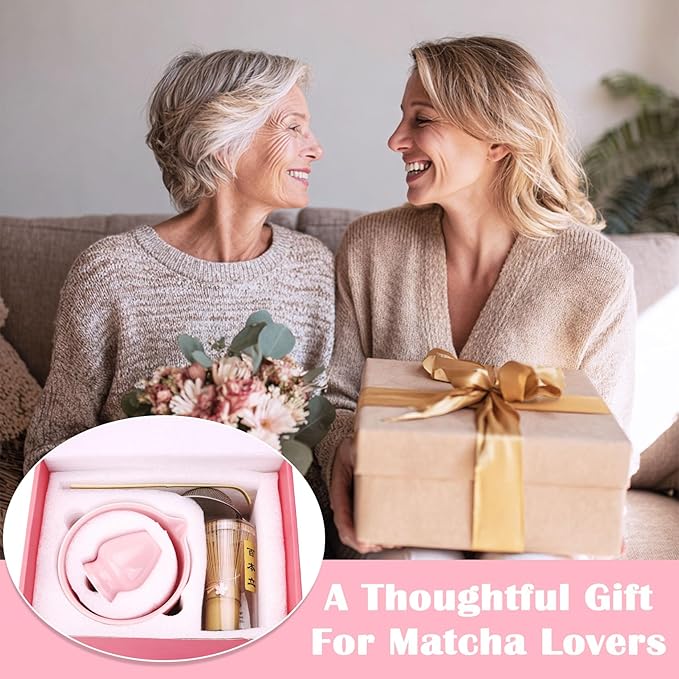 7 Pcs Matcha Whisk Kit, Cherry Blossom Matcha Set for Beginners and Enthusiasts with Bowl, Whisk and Holder, Bamboo Scoop, Scoop Rest, Sifter, and Towel, Perfect as a Gift