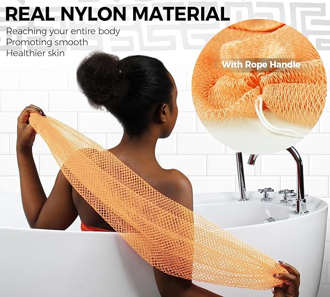 African Net Sponge with Knots - 2 Pieces Exfoliating Body Scrubber Bath Sponge - Back Scrubber Washcloth for Shower - Real African Scrub Exfoliator Body Care for Women