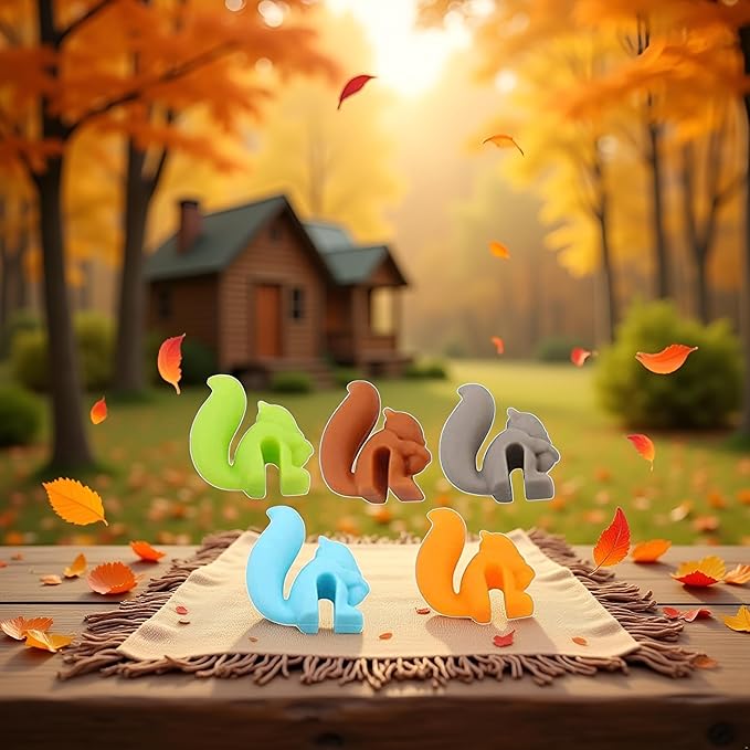 5 Pcs Colorful Cute Squirrel Shape Silicone Tea Bag Holder Cup, Squirrel Drink Markers, Tea Bag Holder for Cup Hanging Tool Mug Candy Colors Gift Set, Tea Bag Coasters