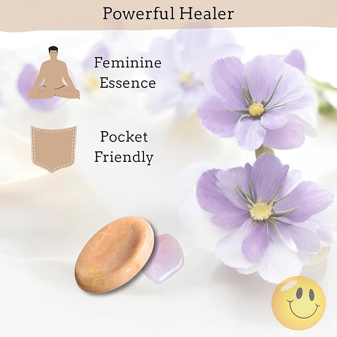 Peach Moonstone Worry Stones – Crystal Thumb Worry Stone for Anguish, Stress – Relaxing and Soothing Balance Stones for Meditation, Stress Relief – Healing Stones and Crystals for Men and Women