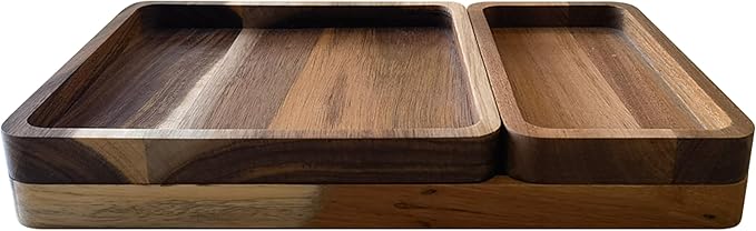 Acacia Wooden Valet Tray for Men,Natural Wood Grain EDC Tray Set Catch All for Keys Wallet Phone Glasses Watch Jewelry Pen,Tray Organizer for Entryway Nightstand Office Desk Drawer