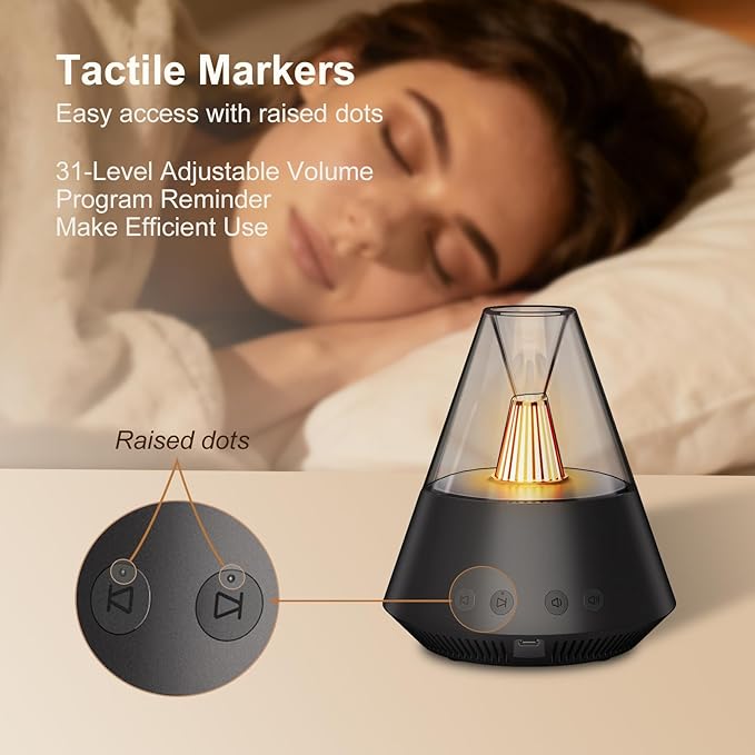 2025 KIPCUSH White Noise Sound Machine Night Light 30 Soothing Sounds 3-Level Brightness 31 Level Volume Memory Function Plug-in use Type-C Sleep Sound Machine for Baby/Adults（Black）