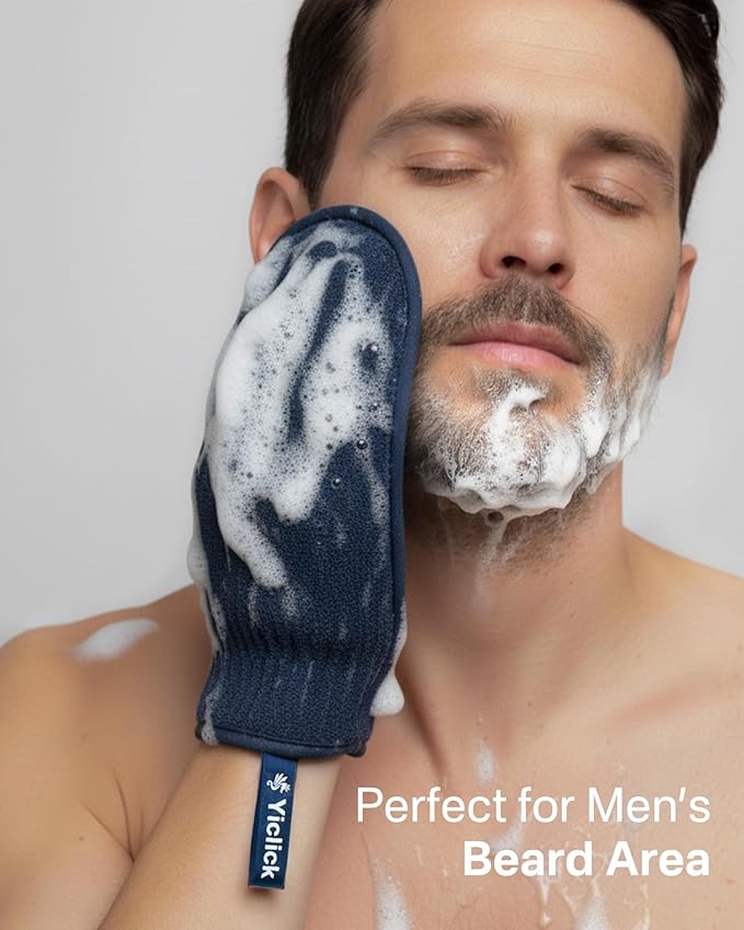 Yiclick Heavy Exfoliating Gloves Mitts, Exfoliating Body Scrubber Exfoliator For Shower Bath, Korean Body Scrub Mitts for Dead Skin Remover, Loofah Luffa Sponge Wash Cloth For Men Women