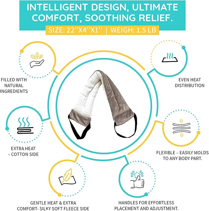 Versatile Microwavable Heating Pads For Neck Pain Relief, Back Pain, And Shoulder Pain Relief - Microwave Heating Pad For Cramps And Muscle Relief, Hot and Cold Reusable Pad - 2 Packs - Lavender Scent