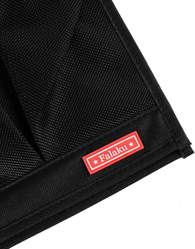 Bedside Caddy,Bedside Organizer Caddy Under Mattress,Holds Magazines,Books (4 Pockets-Black)