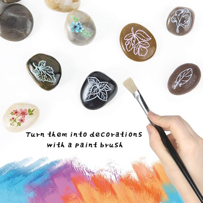 Pebbles Polished Gravel, Natural Polished Mixed Color Stones, Small Decorative River Rock Stones 2 Pounds (32-Oz)