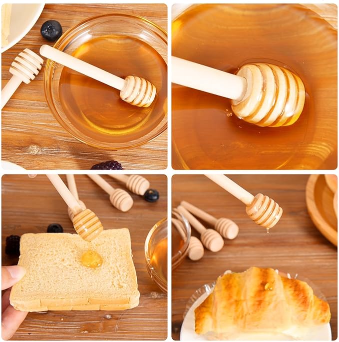 25 PCS Wooden Honey Dipper Sticks, 3 Inch Honey Sticks Mini Honeycomb Sticks, Small Mini Honey Dipper Bulk for Baby Shower Wedding Bee Themed Party Favors Gift