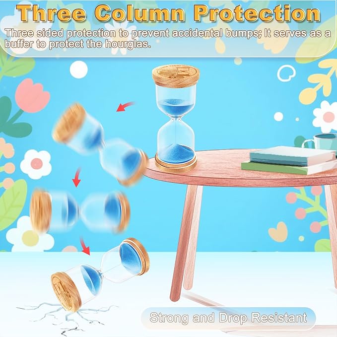 CNCJ Wooden Hourglass Sand Timer, 3 Minute Blue Sand Watch Reloj De Arena for Desk Decor Kitchen Classroom Office Study Home Decoration