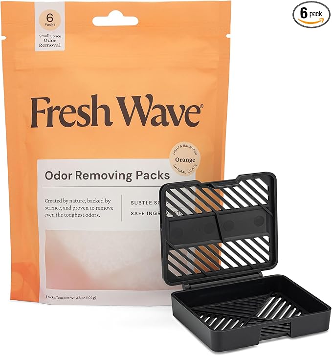 Fresh Wave Orange Odor Eliminating & Deodorizing Packs - Bag of 6 & Fresh Pod Case