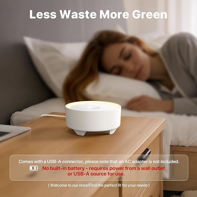 Kipcush Sound Machine & Night Light for Adults/Baby/Kid. White Noise Machine with Max 8H Timer & 20 Soothing Sleep Sounds. Small Size & Portable Design for Bedroom, Office, Travel. Favorites Buttons