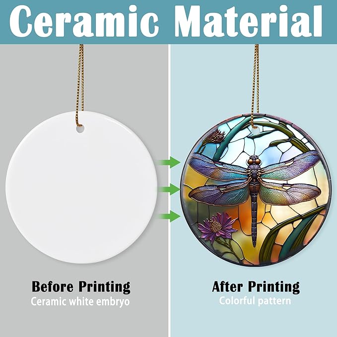 Touber Dragonfly Christmas Ornaments, Hanging Ornament, Christmas Tree Decor, Dragonfly Theme Gift - Pattern D