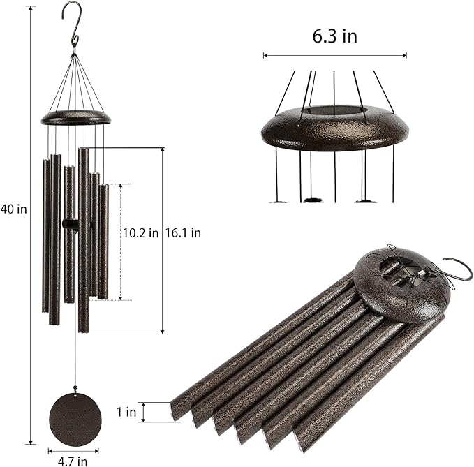 Christmas Decor Gift Large 40" Wind-Chimes-Outdoor-Deep-Tone, Soothing Melodic Tones Windchimes, Wind Chimes for Outside, Brown Memorial Wind Chime Best Gift for Mom Women Grandma Neighbors