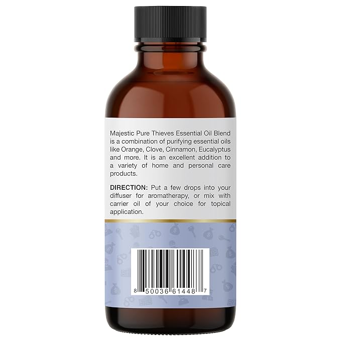 Majestic Pure Essential Oil Blend with Eucalyptus, Rosemary, Lemon & Other Oils | 100% Pure Premium Oil for Uplifting Mood, DIY Products, Cleansing | Essential Oils for Diffusers & Aromatherapy | 1oz